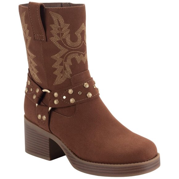 Sun + Stone Shoes - NWT Sun + Stone Womens Norahh Moto Midshaft Bootie Russet Microsuede Brown 8.5M